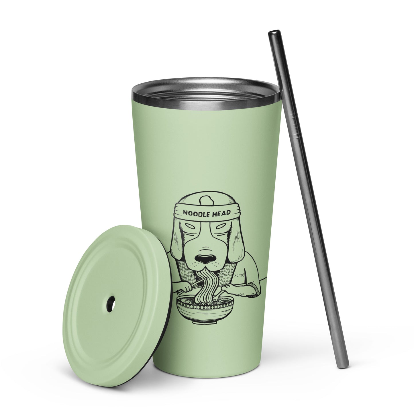 Ramen Dog Insulated tumbler with a straw