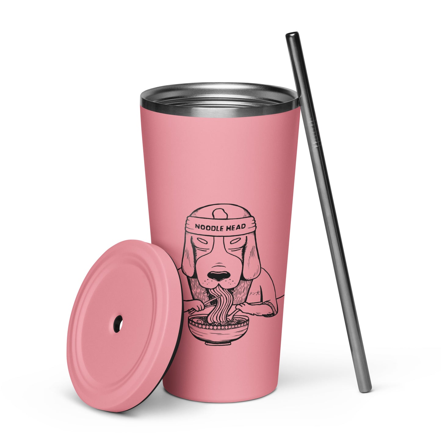 Ramen Dog Insulated tumbler with a straw