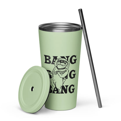 Shotgun Dog Insulated tumbler with a straw