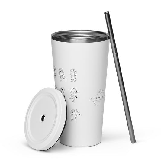 Dancing Doggies Insulated tumbler with a straw