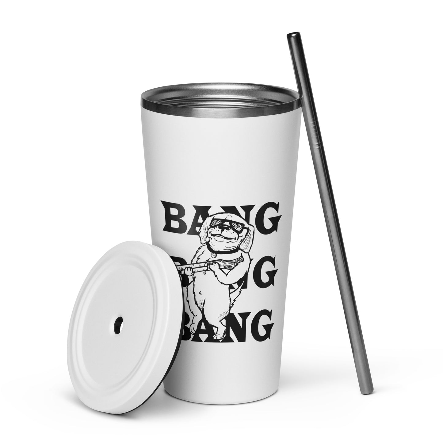 Shotgun Dog Insulated tumbler with a straw