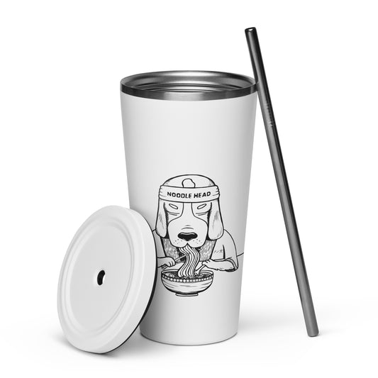 Ramen Dog Insulated tumbler with a straw